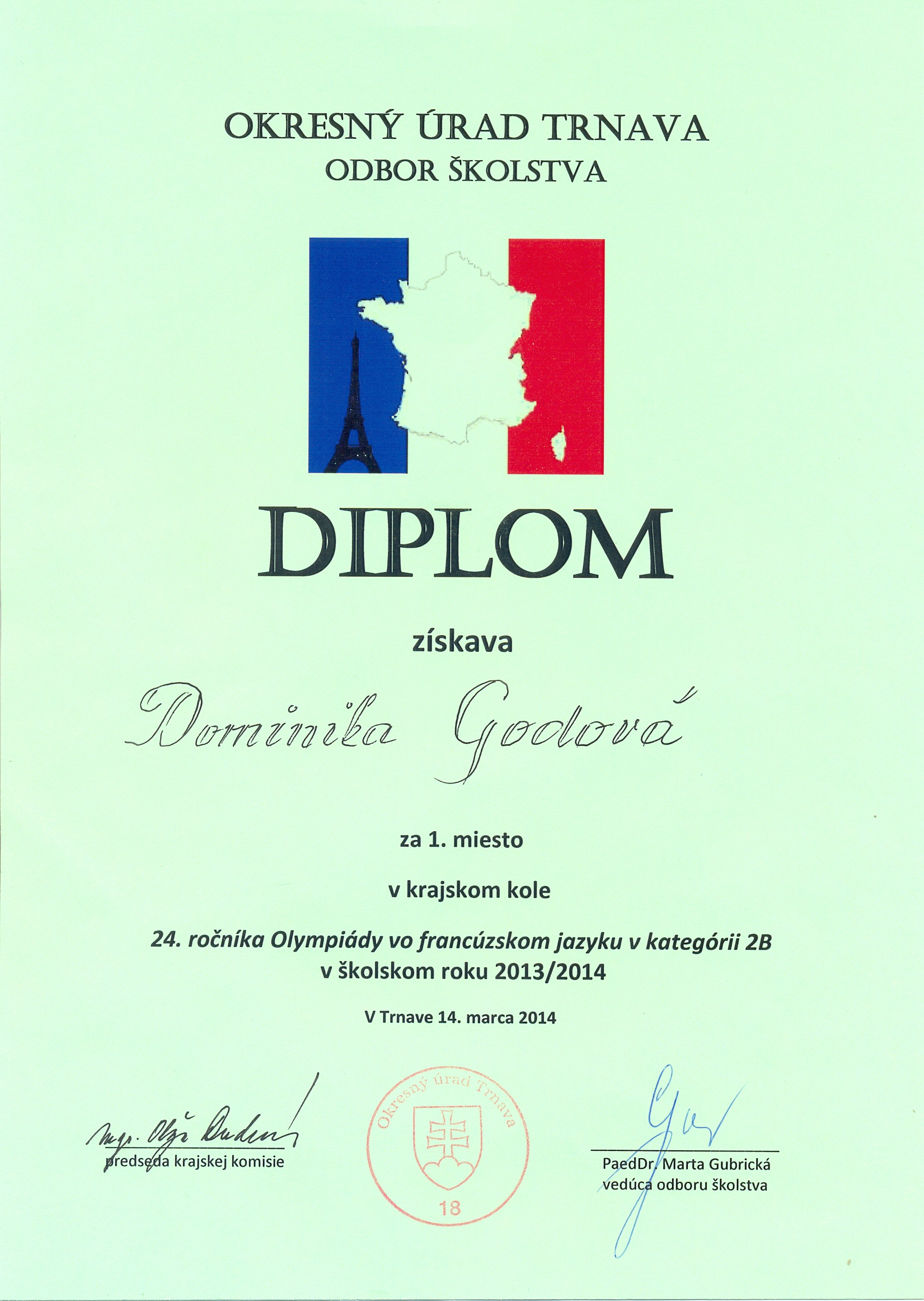 diplom Dominika